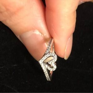 Pandora Silver Heart Ring with Sparkling Accents